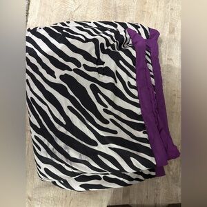 Zebra Print Comforter with Purple Trim